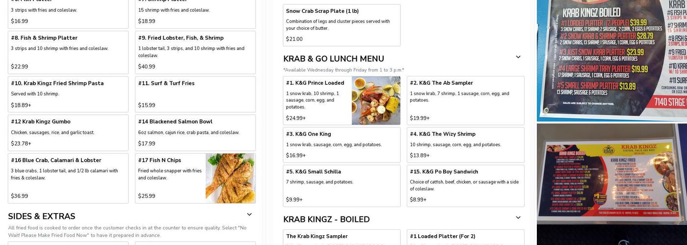 Krab Kingz Memphis Menu