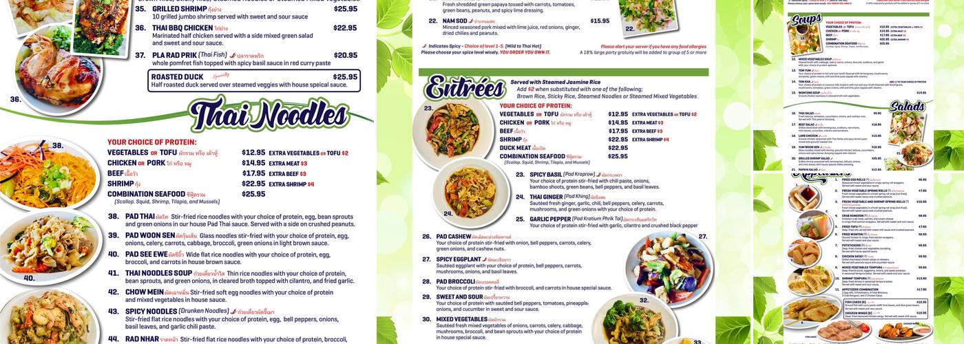 Krachai Thai Kitchen Menu