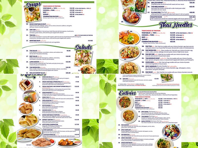Krachai Thai Kitchen Menu