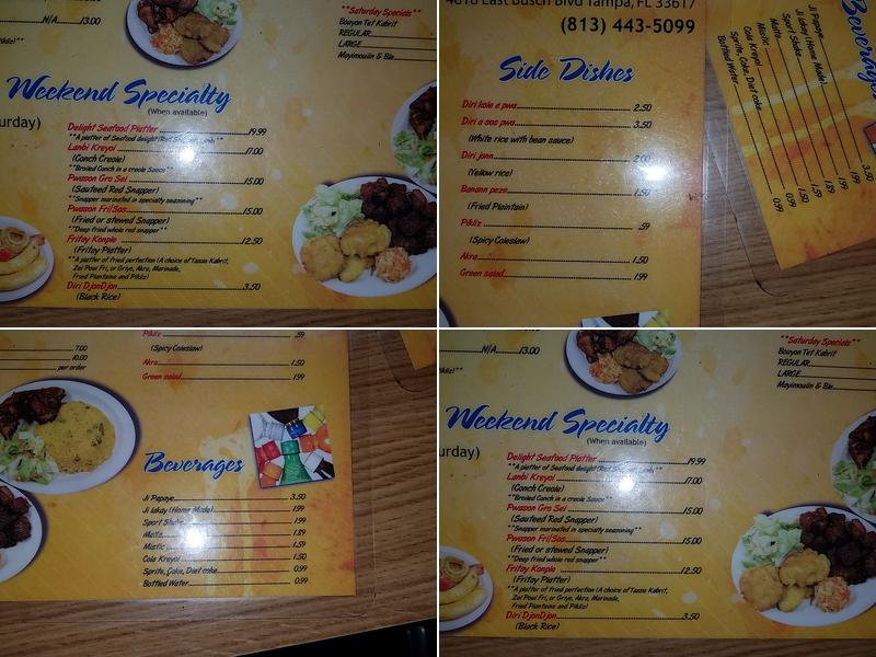 Kreyol Delight Menu