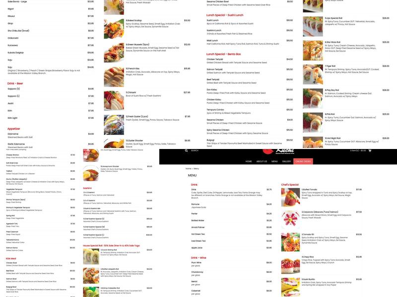 Sushi Kuchi Menu