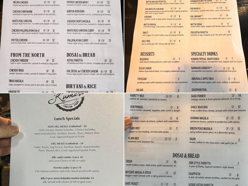 Kumar's Menu