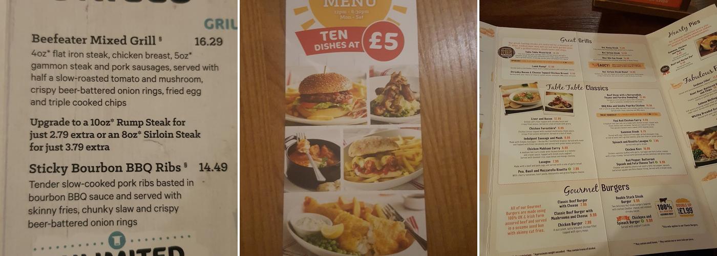 The Newhouse Beefeater Menu