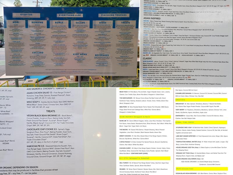 Kye's Menu