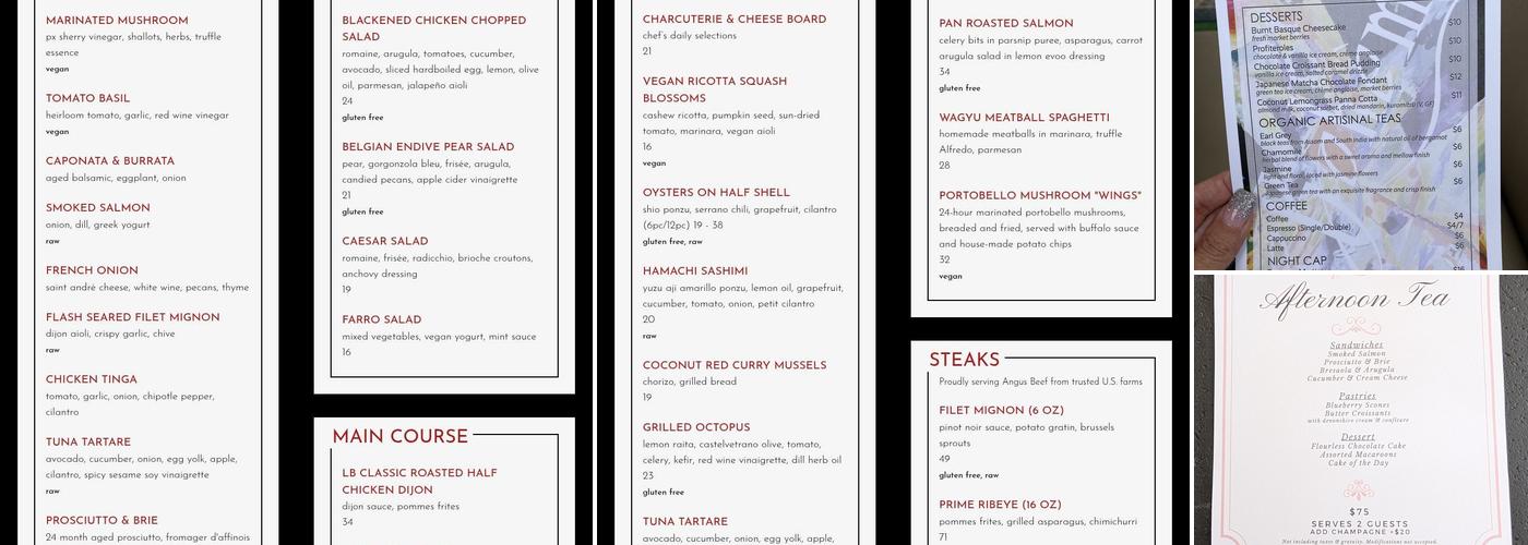 La Boheme Menu