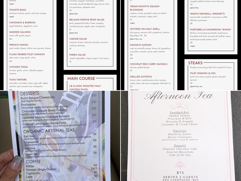 La Boheme Menu