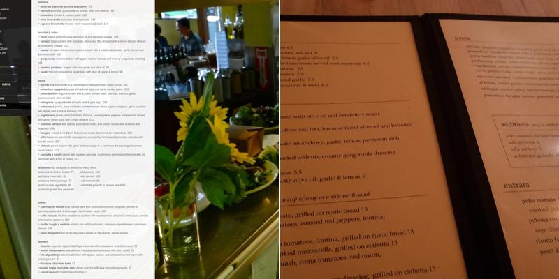 La Buca Menu