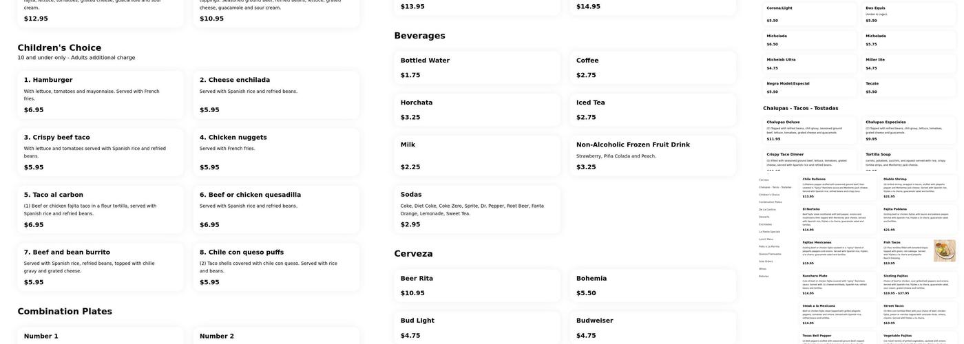 La Fiesta Menu