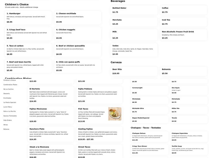 La Fiesta Menu