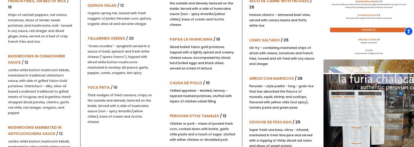 La Furia Chalaca Menu