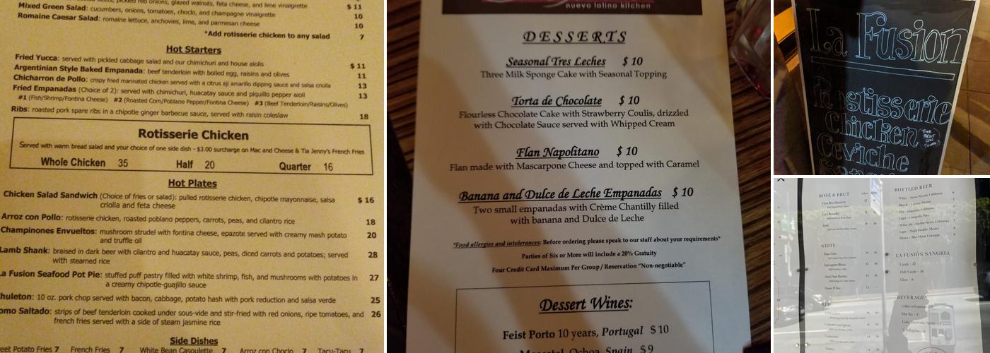 La Fusion Menu