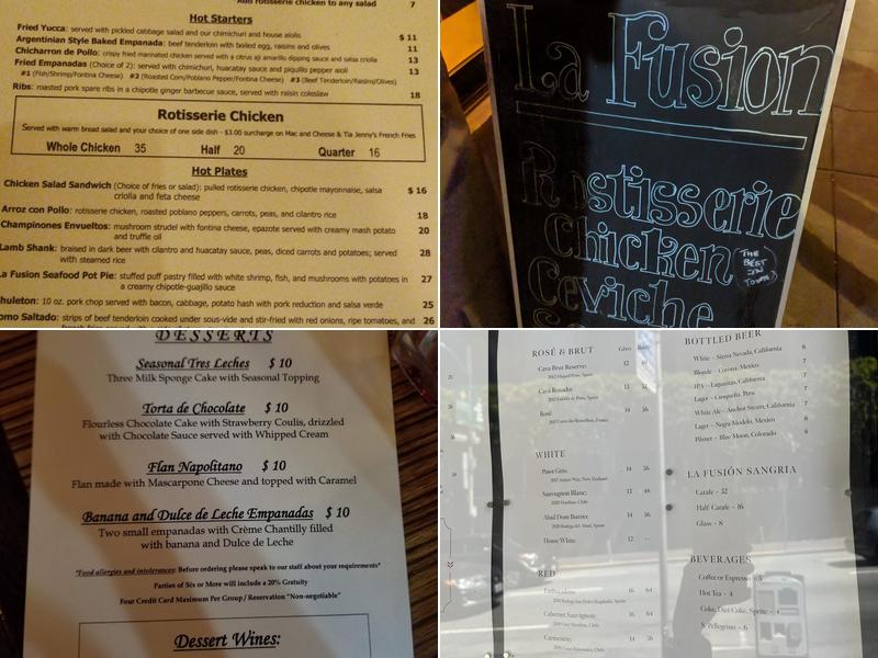 La Fusion Menu
