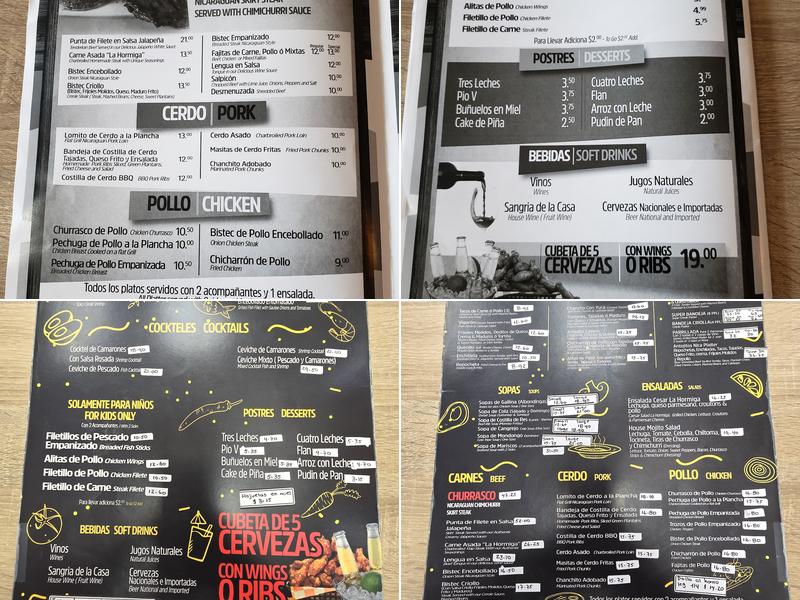 La Hormiga Restaurante Menu