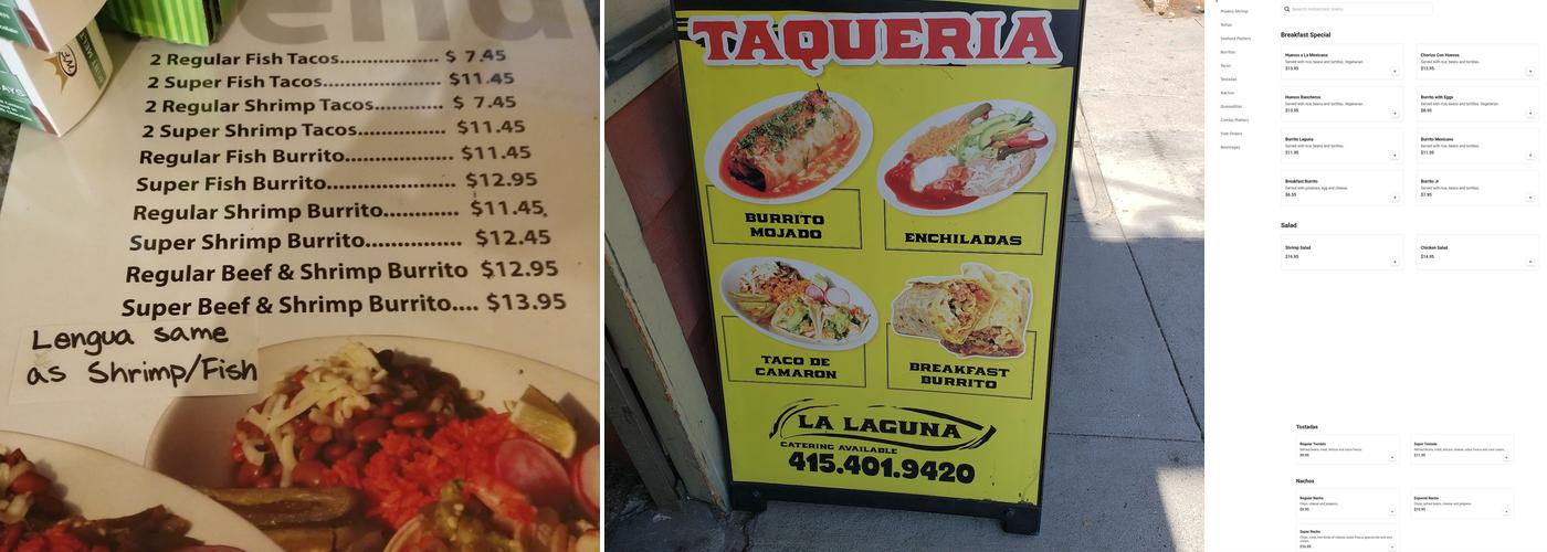 La Laguna Menu