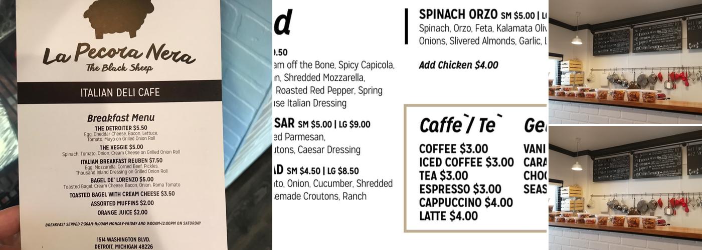 La Pecora Nera Detroit Menu