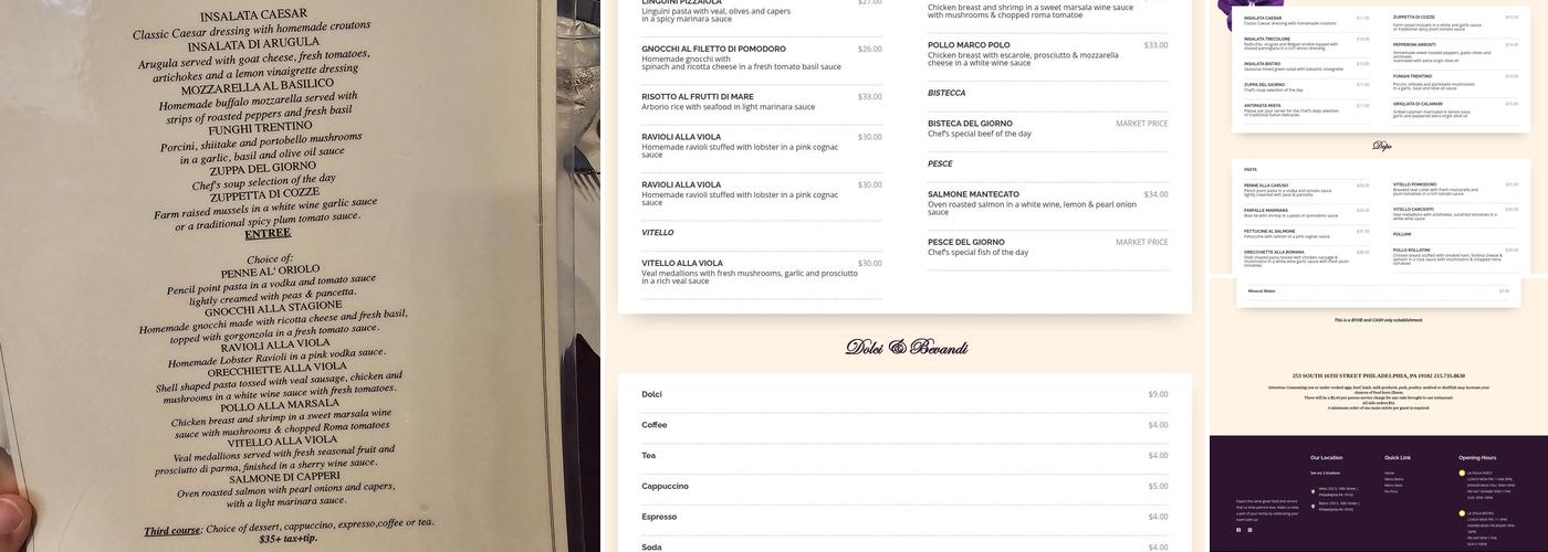 La Viola Bistro Menu