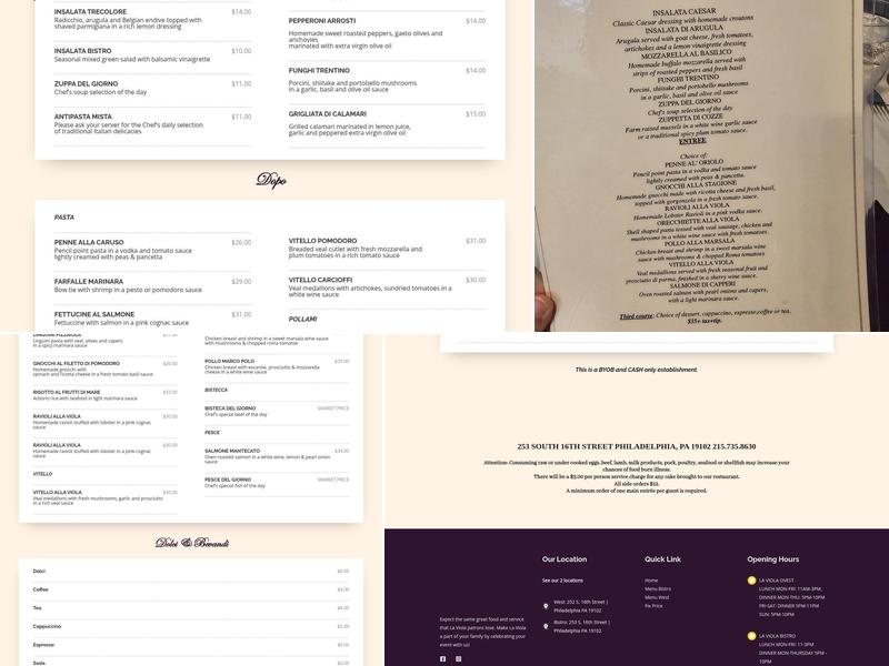 La Viola Bistro Menu