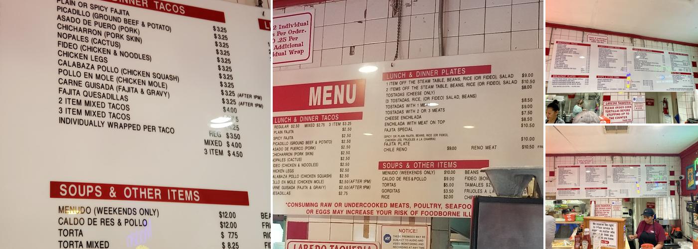 Laredo Taqueria Menu