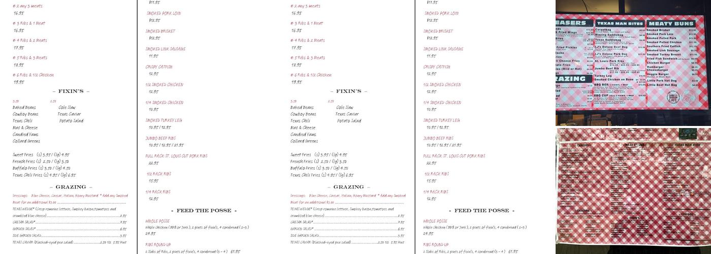Larry J's BBQ Cafe Menu
