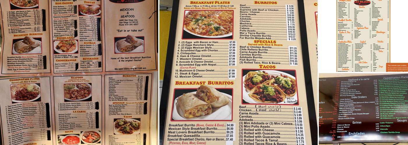 Las Brasas Taco Shop Menu