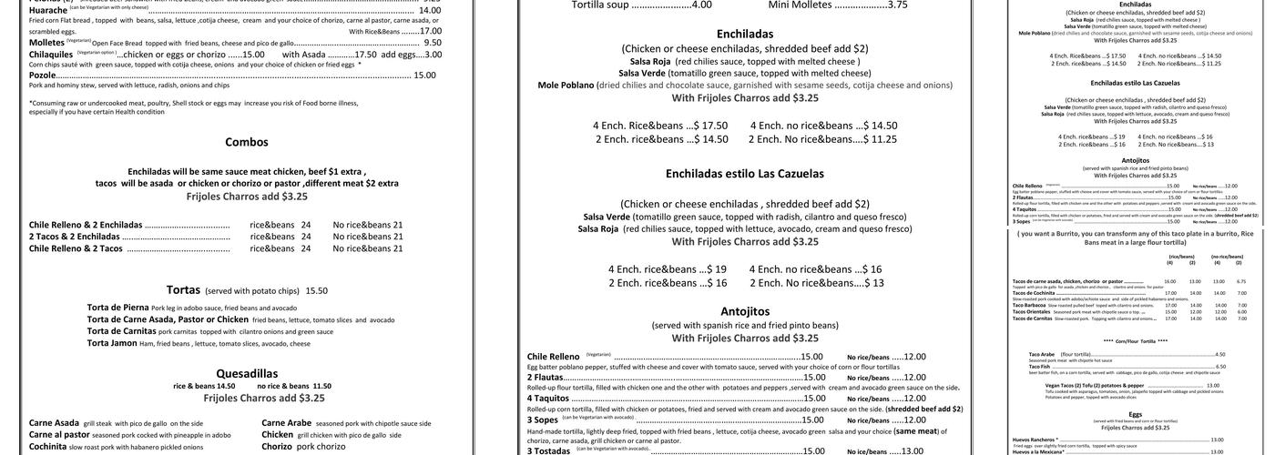 Las Cazuelas Menu