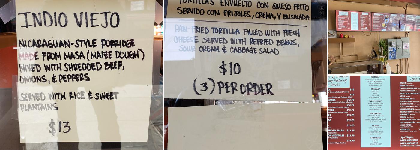 Las Tinajas Menu