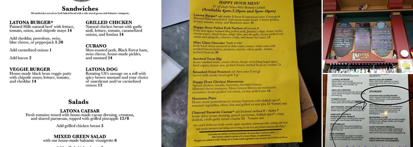 Latona Pub Menu