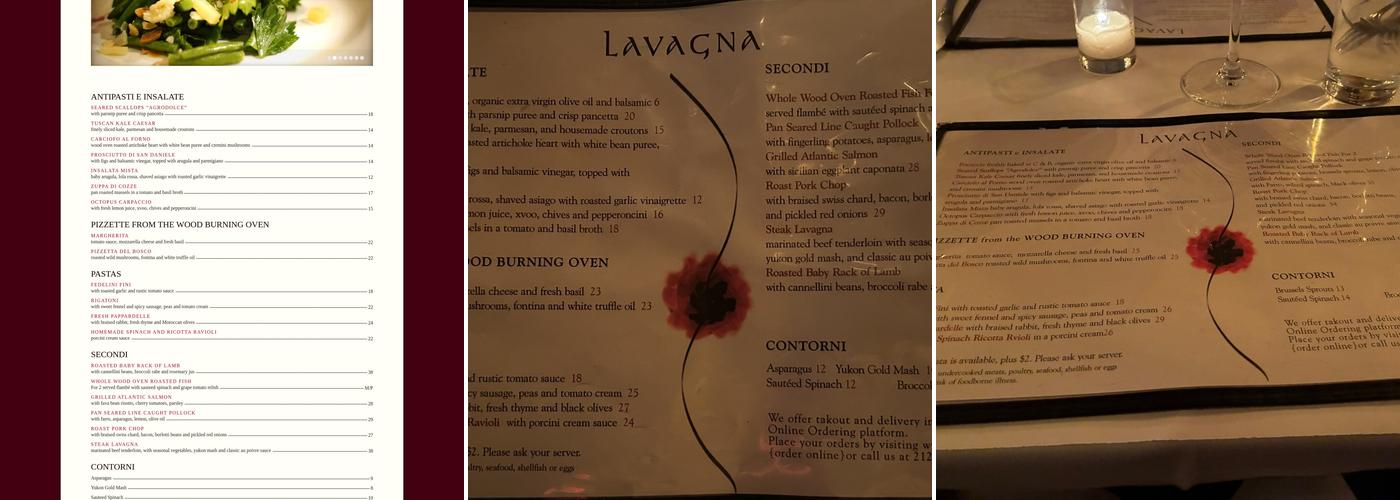 Lavagna Menu
