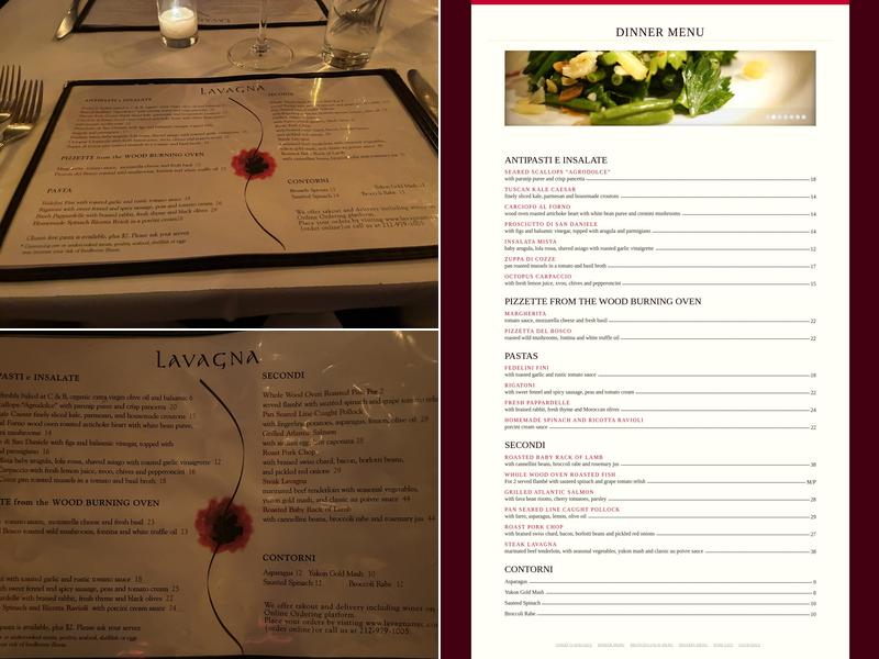 Lavagna Menu