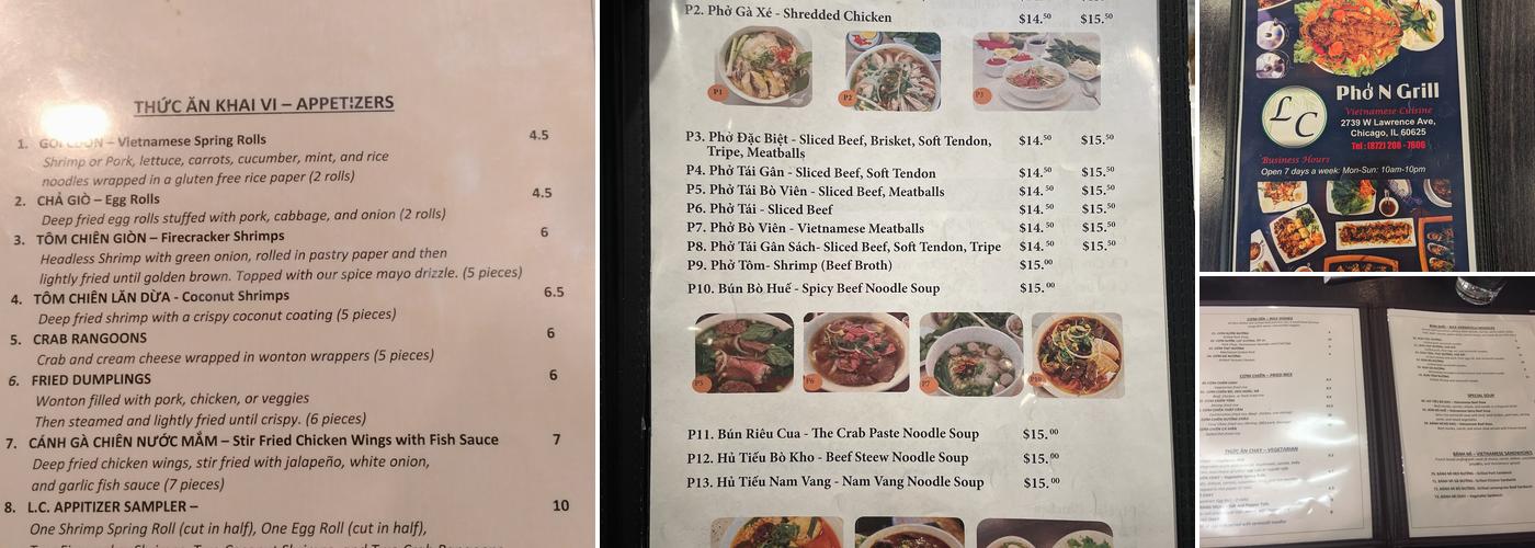 LC Phở Restaurant Menu