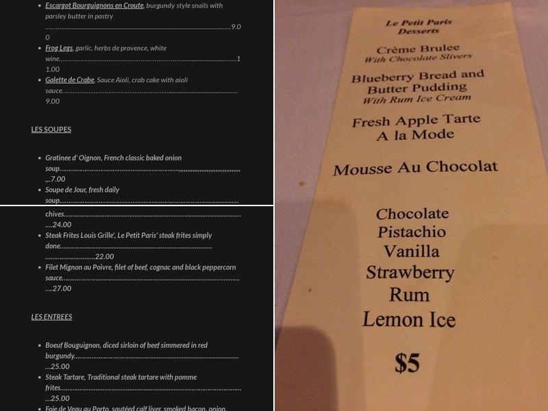 Le Petit Paris Menu