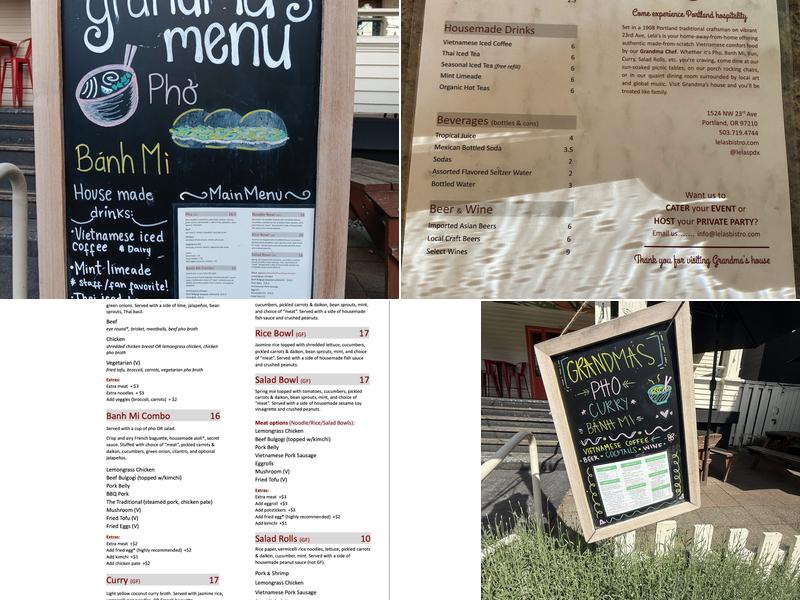 Lela's Bistro Menu