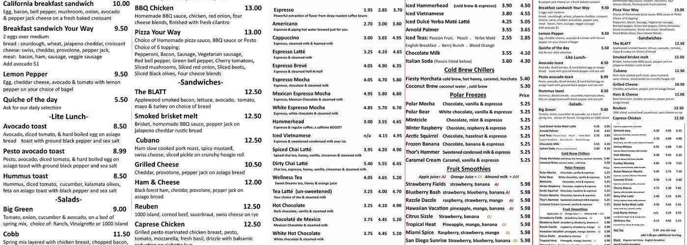 Lestat's Menu