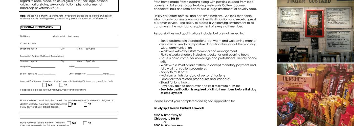 Lickity Split Frozen Custard & Sweets LLC Menu