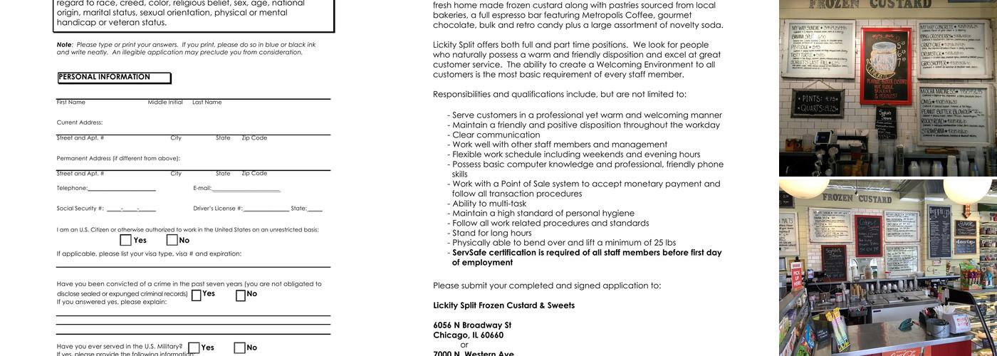 Lickity Split Frozen Custard & Sweets LLC Menu