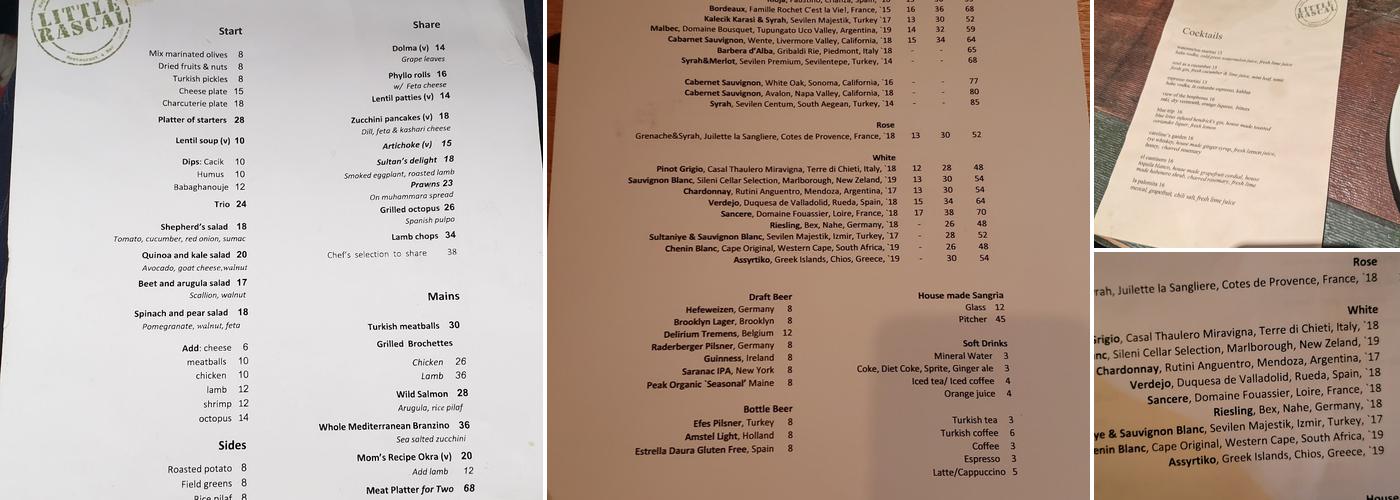 Little Rascal Menu
