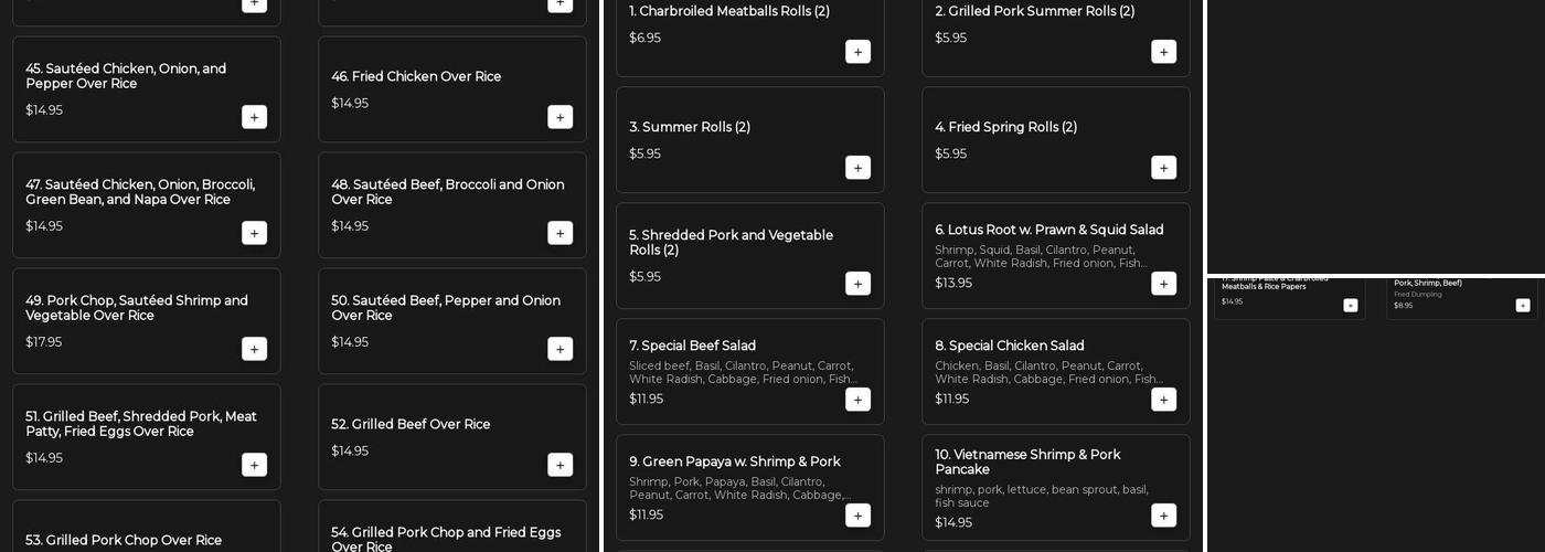 Little Saigon Menu