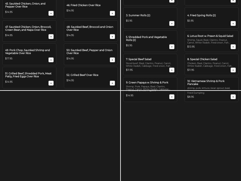 Little Saigon Menu