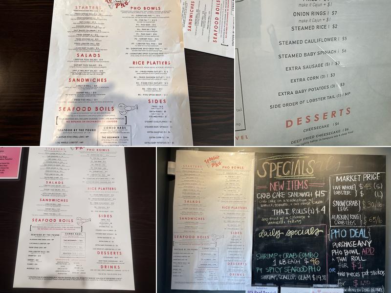 Lobster & Pho Menu