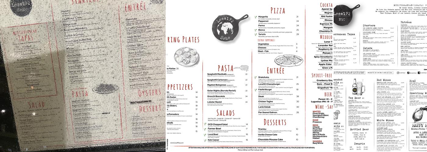 Local 92 Menu