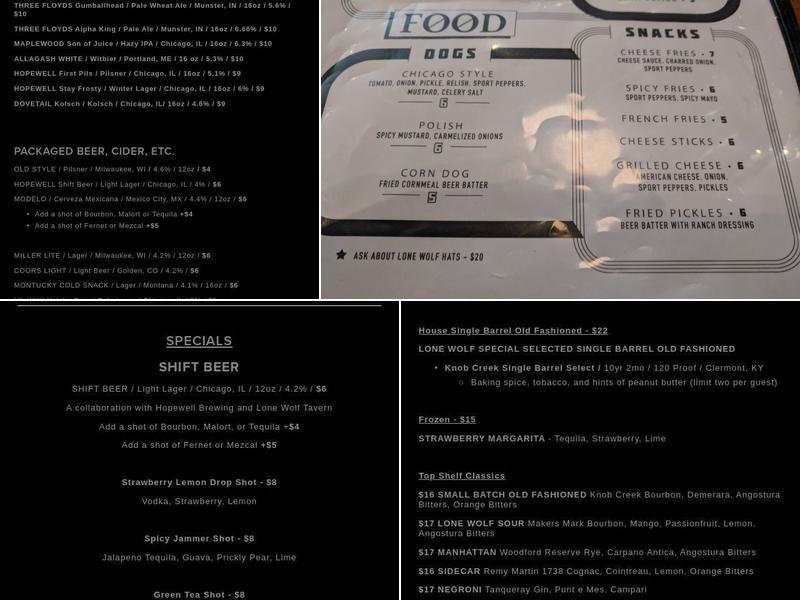 Lone Wolf Menu