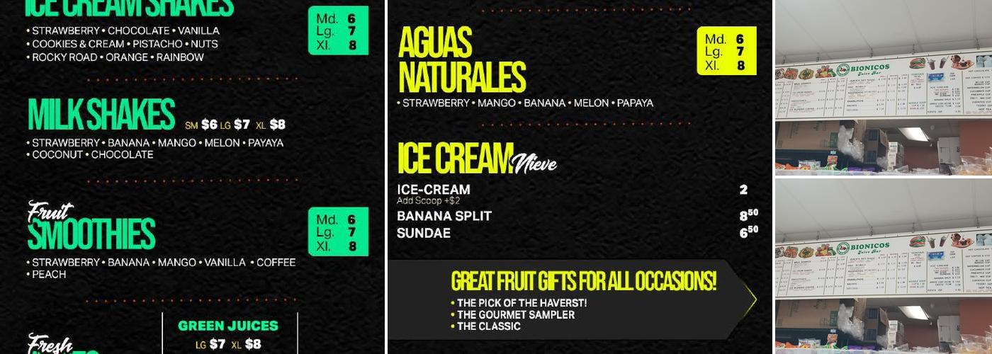 Long Beach Bionicos Menu