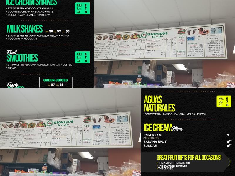 Long Beach Bionicos Menu