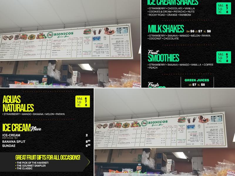 Long Beach Bionicos Menu