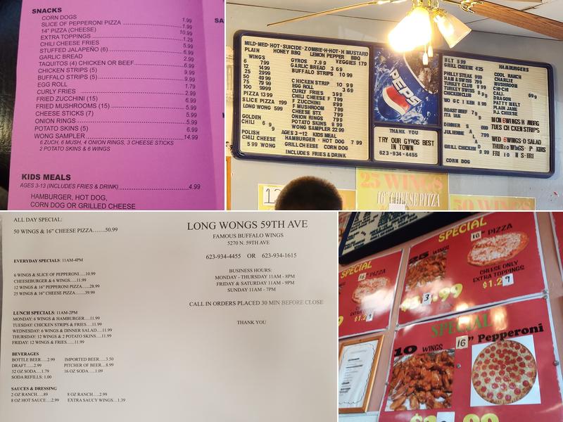 Long Wong's Menu