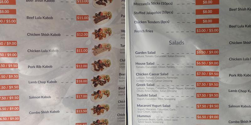 Lorena Kabob Corner Menu