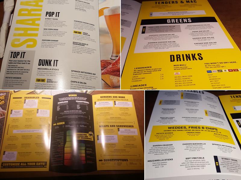 Buffalo Wild Wings Menu