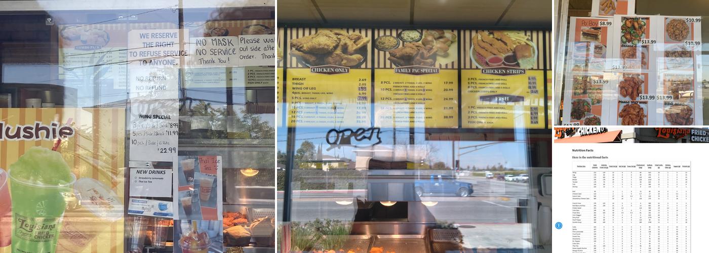 Louisiana Fried Chicken Menu