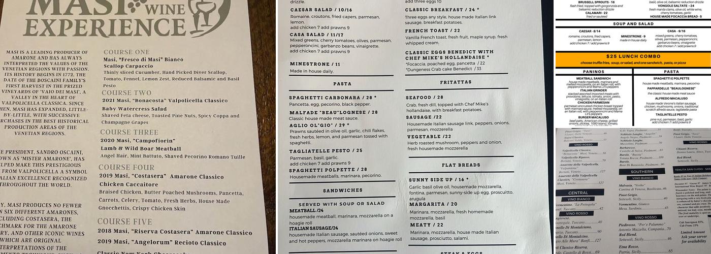 Macaluso's Italian Restaurant Menu