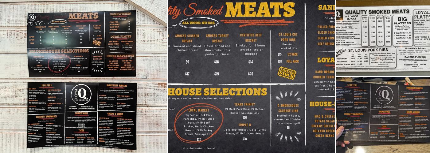 Loyal Q and Brew Menu